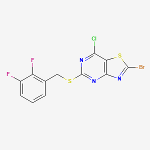 molecular formula C12H5BrClF2N3S2 B3260696 2-Bromo-7-chloro-5-((2,3-difluorobenzyl)thio)thiazolo[4,5-d]pyrimidine CAS No. 333743-68-3