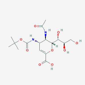 molecular formula C16H26N2O9 B032607 (2R,3R,4S)-3-acetamido-4-[(2-methylpropan-2-yl)oxycarbonylamino]-2-[(1R,2R)-1,2,3-trihydroxypropyl]-3,4-dihydro-2H-pyran-6-carboxylic acid CAS No. 166830-74-6