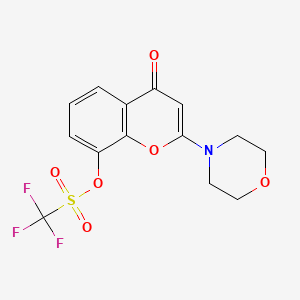 molecular formula C14H12F3NO6S B3262041 (2-morpholin-4-yl-4-oxochromen-8-yl) trifluoromethanesulfonate CAS No. 351002-11-4