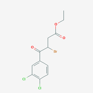 molecular formula C12H11BrCl2O3 B3262107 Ethyl 3-bromo-4-(3,4-dichlorophenyl)-4-oxobutanoate CAS No. 35158-45-3