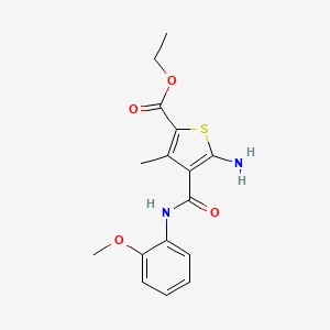 molecular formula C16H18N2O4S B3262358 Ethyl 5-amino-4-((2-methoxyphenyl)carbamoyl)-3-methylthiophene-2-carboxylate CAS No. 354561-74-3