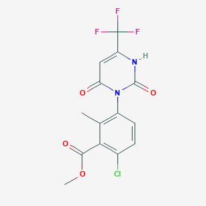 molecular formula C14H10ClF3N2O4 B3262444 Methyl 6-chloro-3-(2,6-dioxo-4-(trifluoromethyl)-2,3-dihydropyrimidin-1(6H)-yl)-2-methylbenzoate CAS No. 355390-15-7