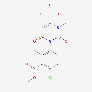 molecular formula C15H12ClF3N2O4 B3262447 Methyl 6-chloro-2-methyl-3-(3-methyl-2,6-dioxo-4-(trifluoromethyl)-2,3-dihydropyrimidin-1(6H)-yl)benzoate CAS No. 355390-17-9