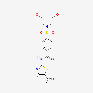 molecular formula C19H25N3O6S2 B3262748 N-(5-acetyl-4-methyl-1,3-thiazol-2-yl)-4-[bis(2-methoxyethyl)sulfamoyl]benzamide CAS No. 361159-63-9
