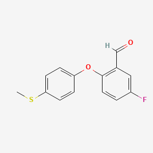 molecular formula C14H11FO2S B3262951 5-fluoro-2-[4-(methylsulfanyl)phenoxy]benzaldehyde CAS No. 364323-74-0