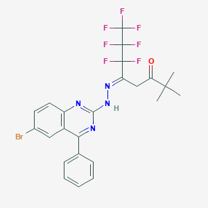 (5E)-5-[(6-bromo-4-phenylquinazolin-2-yl)hydrazinylidene]-6,6,7,7,8,8,8-heptafluoro-2,2-dimethyloctan-3-one