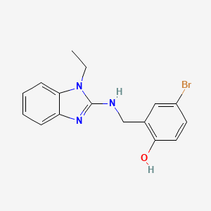 molecular formula C16H16BrN3O B3262980 4-bromo-2-{[(1-ethyl-1H-benzimidazol-2-yl)amino]methyl}phenol CAS No. 364748-24-3