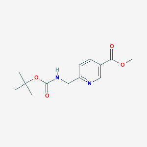 molecular formula C13H18N2O4 B3264106 Methyl 6-(((tert-butoxycarbonyl)amino)methyl)nicotinate CAS No. 384831-57-6
