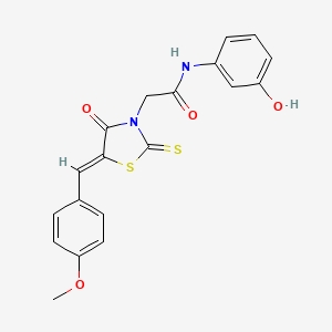 molecular formula C19H16N2O4S2 B3264252 N-(3-hydroxyphenyl)-2-[(5Z)-5-[(4-methoxyphenyl)methylidene]-4-oxo-2-sulfanylidene-1,3-thiazolidin-3-yl]acetamide CAS No. 388574-05-8