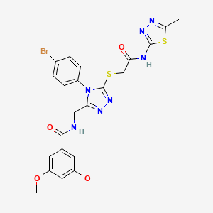 molecular formula C23H22BrN7O4S2 B3264471 N-{[4-(4-bromophenyl)-5-({[(5-methyl-1,3,4-thiadiazol-2-yl)carbamoyl]methyl}sulfanyl)-4H-1,2,4-triazol-3-yl]methyl}-3,5-dimethoxybenzamide CAS No. 391942-91-9