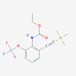 molecular formula C15H18F3NO3Si B3264713 Carbamic acid, N-[2-(trifluoromethoxy)-6-[2-(trimethylsilyl)ethynyl]phenyl]-, ethyl ester CAS No. 396075-92-6