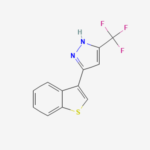 molecular formula C12H7F3N2S B3265759 5-(benzo-[b]-thiophen-3-yl)-3-(trifluoromethyl)pyrazole CAS No. 4099-11-0
