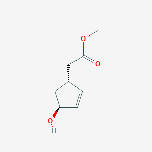 molecular formula C8H12O3 B3266477 Methyl [(1R,4S)-4-hydroxycyclopent-2-EN-1-YL]acetate CAS No. 426226-10-0