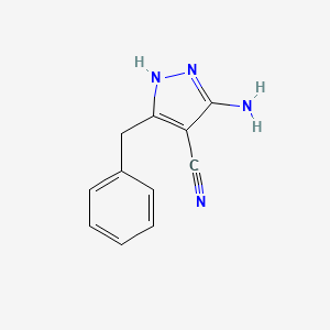 molecular formula C11H10N4 B3266520 5-amino-3-benzyl-1H-pyrazole-4-carbonitrile CAS No. 42754-64-3