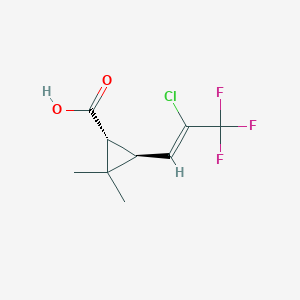 molecular formula C9H10ClF3O2 B032669 trans-3-(2-Chloro-3,3,3-trifluoro-1-propenyl)-2,2-dimethyl-cyclopropanecarboxylic Acid CAS No. 72748-68-6