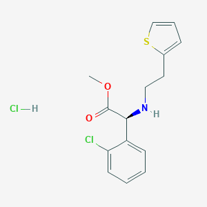 B032673 (S)-Methyl 2-(2-chlorophenyl)-2-((2-(thiophen-2-yl)ethyl)amino)acetate hydrochloride CAS No. 141109-19-5