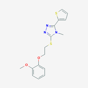 molecular formula C16H17N3O2S2 B326828 3-{[2-(2-methoxyphenoxy)ethyl]sulfanyl}-4-methyl-5-(thiophen-2-yl)-4H-1,2,4-triazole 
