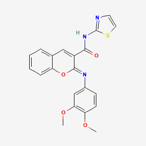 molecular formula C21H17N3O4S B3268366 (2Z)-2-[(3,4-dimethoxyphenyl)imino]-N-(1,3-thiazol-2-yl)-2H-chromene-3-carboxamide CAS No. 478481-13-9