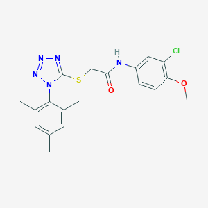 molecular formula C19H20ClN5O2S B326892 N-(3-Chloro-4-methoxyphenyl)-2-{[1-(2,4,6-trimethylphenyl)-1H-tetrazol-5-yl]sulfanyl}acetamide 