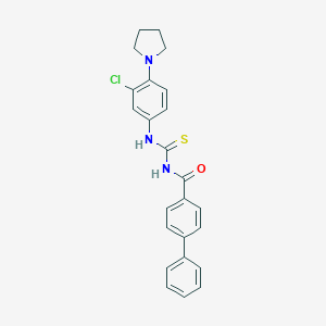molecular formula C24H22ClN3OS B326976 N-{[3-chloro-4-(pyrrolidin-1-yl)phenyl]carbamothioyl}biphenyl-4-carboxamide 