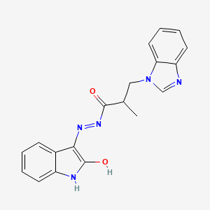 3-(1H-benzimidazol-1-yl)-2-methyl-N'-[(3E)-2-oxo-1,2-dihydro-3H-indol-3-ylidene]propanehydrazide