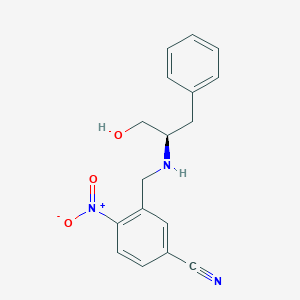 molecular formula C17H17N3O3 B032701 (R)-3-[[N-(1-Hydroxymethyl-2-phenylethyl)amino]methyl]-4-nitrobenzenecarbonitrile CAS No. 530145-61-0