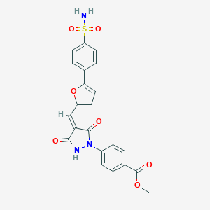 molecular formula C22H17N3O7S B327023 METHYL 4-[(4Z)-3,5-DIOXO-4-{[5-(4-SULFAMOYLPHENYL)FURAN-2-YL]METHYLIDENE}PYRAZOLIDIN-1-YL]BENZOATE 