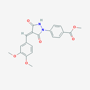 molecular formula C20H18N2O6 B327031 methyl 4-[(4Z)-4-[(3,4-dimethoxyphenyl)methylidene]-3,5-dioxopyrazolidin-1-yl]benzoate 