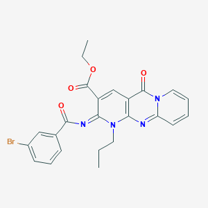 B3270787 (Z)-ethyl 2-((3-bromobenzoyl)imino)-5-oxo-1-propyl-2,5-dihydro-1H-dipyrido[1,2-a:2',3'-d]pyrimidine-3-carboxylate CAS No. 534566-22-8