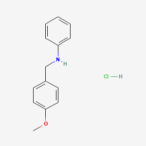 molecular formula C14H16ClNO B3271186 N-[(4-methoxyphenyl)methyl]aniline;hydrochloride CAS No. 5427-61-2