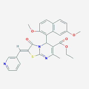 molecular formula C28H25N3O5S B327120 ETHYL (2Z)-5-(2,7-DIMETHOXYNAPHTHALEN-1-YL)-7-METHYL-3-OXO-2-[(PYRIDIN-3-YL)METHYLIDENE]-2H,3H,5H-[1,3]THIAZOLO[3,2-A]PYRIMIDINE-6-CARBOXYLATE 