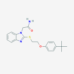 molecular formula C21H25N3O2S B327156 2-(2-{[2-(4-tert-butylphenoxy)ethyl]sulfanyl}-1H-benzimidazol-1-yl)acetamide 