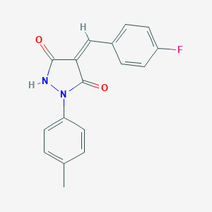 molecular formula C17H13FN2O2 B327169 (4Z)-4-[(4-fluorophenyl)methylidene]-1-(4-methylphenyl)pyrazolidine-3,5-dione 