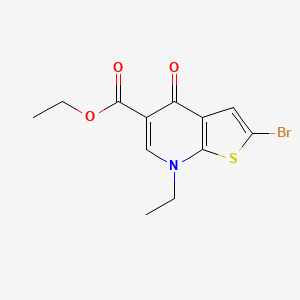 molecular formula C12H12BrNO3S B3271846 Ethyl 2-bromo-7-ethyl-4-oxo-4,7-dihydrothieno[2,3-b]pyridine-5-carboxylate CAS No. 55503-47-4