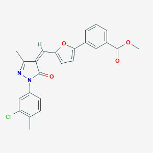 molecular formula C24H19ClN2O4 B327190 METHYL 3-(5-{[(4Z)-1-(3-CHLORO-4-METHYLPHENYL)-3-METHYL-5-OXO-4,5-DIHYDRO-1H-PYRAZOL-4-YLIDENE]METHYL}FURAN-2-YL)BENZOATE 