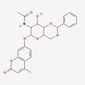 N-[8-hydroxy-6-(4-methyl-2-oxochromen-7-yl)oxy-2-phenyl-4,4a,6,7,8,8a-hexahydropyrano[3,2-d][1,3]dioxin-7-yl]acetamide