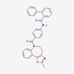 molecular formula C32H25N3O3 B3272016 N-(4-(2-methyl-5,6-dihydro-4H-benzo[b]oxazolo[5,4-d]azepine-6-carbonyl)phenyl)-[1,1'-biphenyl]-2-carboxamide CAS No. 56073-94-0