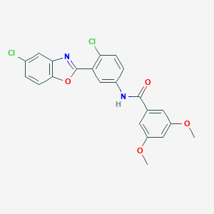 molecular formula C22H16Cl2N2O4 B327220 N-[4-chloro-3-(5-chloro-1,3-benzoxazol-2-yl)phenyl]-3,5-dimethoxybenzamide 