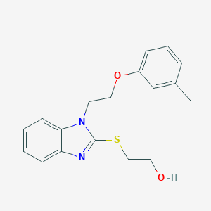 molecular formula C18H20N2O2S B327246 2-({1-[2-(3-METHYLPHENOXY)ETHYL]-1H-1,3-BENZODIAZOL-2-YL}SULFANYL)ETHAN-1-OL 