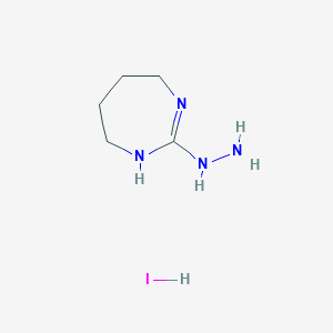 molecular formula C5H13IN4 B3272654 (4,5,6,7-Tetrahydro-1H-[1,3]diazepin-2-yl)-hydrazine hydriodide CAS No. 57076-93-4