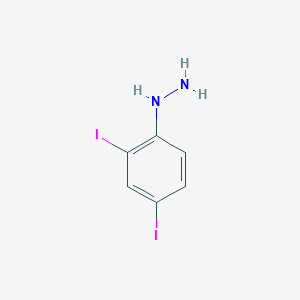 molecular formula C6H6I2N2 B3272735 Hydrazine, (2,4-diiodophenyl)- CAS No. 57279-79-5