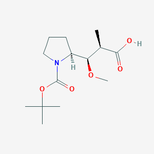 molecular formula C14H25NO5 B032731 (2R,3R)-3-((S)-1-(tert-butoxycarbonyl)pyrrolidin-2-yl)-3-methoxy-2-methylpropanoic acid CAS No. 120205-50-7
