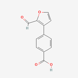 B3273870 4-(2-Formylfuran-3-YL)benzoic acid CAS No. 597565-49-6