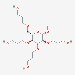 molecular formula C19H38O10 B3274989 3-[[(2S,3S,4R,5S,6S)-3,4,5-tris(3-hydroxypropoxy)-6-methoxyoxan-2-yl]methoxy]propan-1-ol CAS No. 61849-72-7