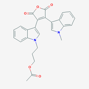 molecular formula C26H22N2O5 B032754 3-[3-[4-(1-Methylindol-3-yl)-2,5-dioxofuran-3-yl]indol-1-yl]propyl acetate CAS No. 125314-97-8