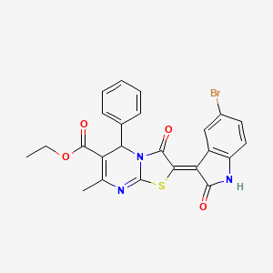 molecular formula C24H18BrN3O4S B3275546 ethyl 2-[(3Z)-5-bromo-2-oxo-2,3-dihydro-1H-indol-3-ylidene]-7-methyl-3-oxo-5-phenyl-2H,3H,5H-[1,3]thiazolo[3,2-a]pyrimidine-6-carboxylate CAS No. 627038-46-4