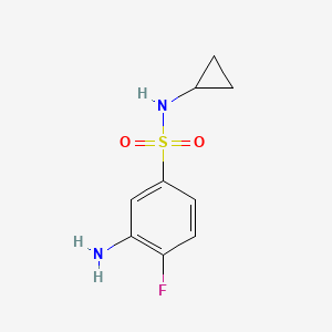 molecular formula C9H11FN2O2S B3276342 3-amino-N-cyclopropyl-4-fluorobenzene-1-sulfonamide CAS No. 639859-24-8