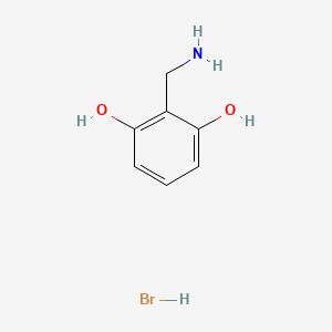 molecular formula C7H10BrNO2 B3276499 2-(aminomethyl)benzene-1,3-diol hydrobromide CAS No. 643087-33-6