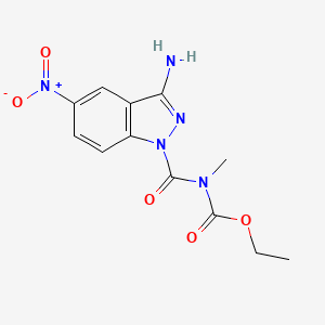 molecular formula C12H13N5O5 B3277078 Ethyl (3-amino-5-nitro-1H-indazole-1-carbonyl)(methyl)carbamate CAS No. 65288-55-3