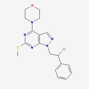 4-(1-(2-Chloro-2-phenylethyl)-6-(methylthio)-1H-pyrazolo[3,4-d]pyrimidin-4-yl)morpholine